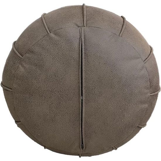 Ronde poef, Marokkaanse poef, handgemaakt leer, Air Marokko, voetenbankje, geschikt voor woonkamer, slaapkamer, stof (55 x 55 x 33 cm)