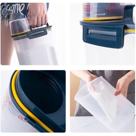 opbergdoos, kunststof voor de keuken, container, rijstkorrelhouder, waspoeder, wasmiddelcontainer met schenktuit