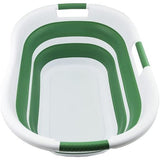 Opvouwbare wasmand van kunststof, 40 l, foldable pop-up-bewaardoos/organizer, draagbare wasbak, ruimtebespare wasmand (1, wit/donkerzeegroen)