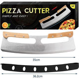Pizzasnijder, pizzasnijder, roestvrij staal, met houten handvat, pizzasnijder, professionele pizzames, geschikt voor het snijden van pizza's, nougat