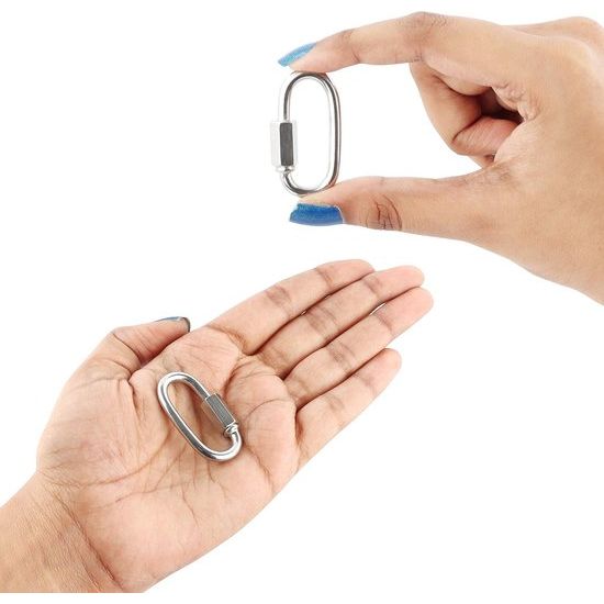 Quick Connect roestvrijstalen karabijnhaken - robuuste ovale D-vormige vergrendelingsclips voor buiten/binnen, kamperen en wandelen