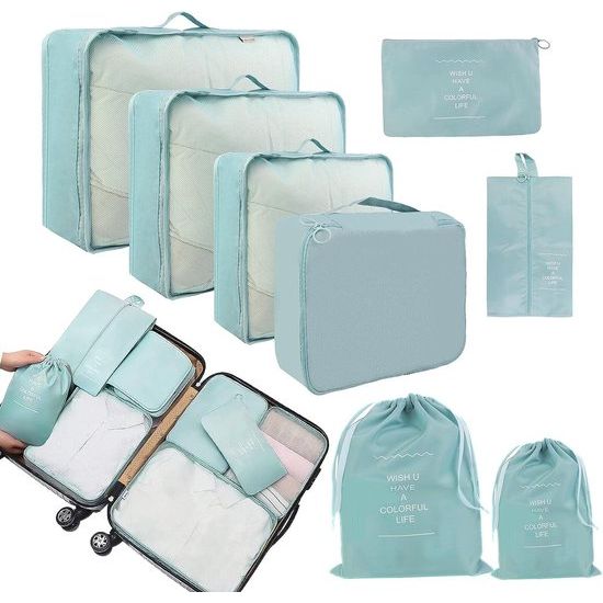 8-delige koffer-organizer, multifunctionele pakkubussen, waterdichte reistas, kledingtassen, kofferorganizer, schoenenzak, cosmeticatas, opbergsysteem voor vakantie, reizen