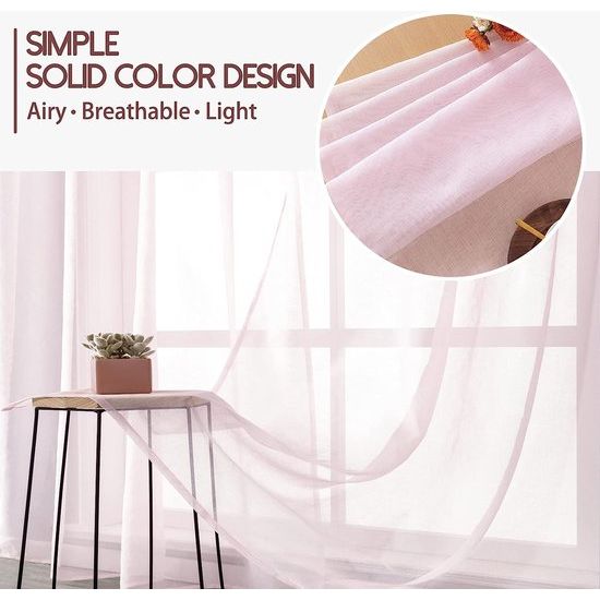 Voile gordijnen, semi-transparant, zacht gordijn, kort, licht tule gordijn met oogjes, moderne opslagen, sjaals, crèmewit, 260 x 140 cm (h x b), voor decoratie kinderkamer, woonkamer, slaapkamer, set van 2, crèmewit