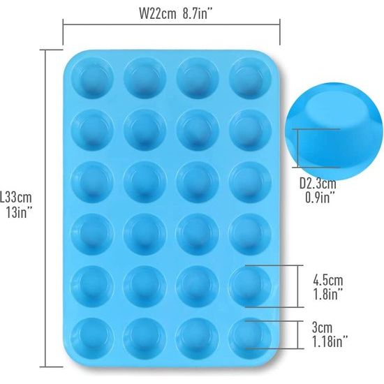 Siliconen Muffin Mold Cupcake Pan 24 Cups Food Grade Ei Muffin Bakken Siliconen Mallen Non-stick & BPA Gratis Pack van 3