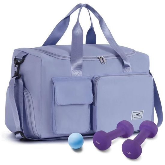 35L damessporttas opvouwbare reistas met schoenenvak en natvak, waterafstotend weekendtas gym reistas handbagage trainingstas voor dames heren blauw