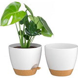 20 cm plantenpotten met irrigatielip, zelfbewaterende plantenpotten met afvoergaten en uitneembare onderzetter, kunststof plantenpotten voor binnen en buiten, wit, set van 2