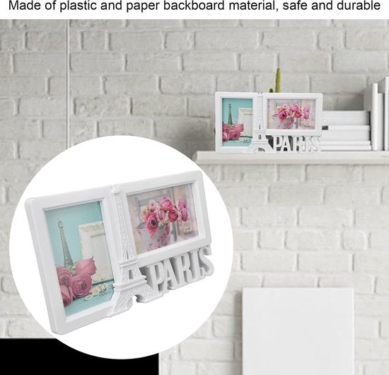 10,2 x 15,2 cm dubbele fotolijst, Eiffeltoren, bureaufotolijst, verticale en horizontale opening, moderne fotolijst, bureaulijst voor foto's