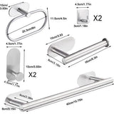 zone Handdoekhouder zonder boren, 7-in-1, van 304 roestvrij staal, met toiletpapierhouder en zelfklevende handdoekhaken, badkameraccessoires, wandmontage (zilver)