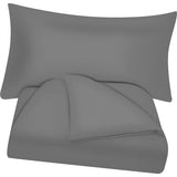 Beddengoed 3-delig geborsteld microvezel dekbedovertrek 240 x 220 cm + 2 kussenslopen 65 x 65 cm met ritssluiting donkergrijs