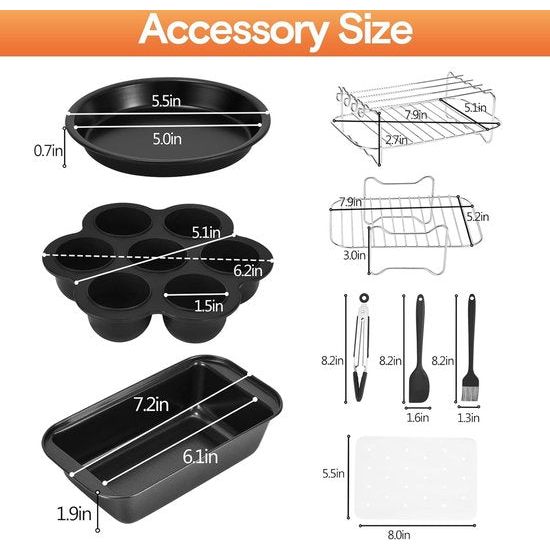 9-delige luchtfriteuse-accessoires, luchtfriteuse-accessoireset met dubbele mand voor Ninja Foodi Instant Vortex Dual Zone luchtfriteuse 7,6L-9,6L