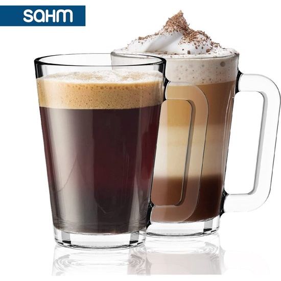 Sahm theeglazen met handvat (set van 6) - 260 ml glühweinglazen - vaatwasmachinebestendig - tijdloze koffieglazen en glühweinglazen met handvat