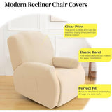 Stretch Cover for Relaxing Chair, 4-Piece Stretch Armchair Cover with Side Pocket, Armchair Protector for Relaxing Chair, Elastic, Washable Armchair Cover for Relaxing Chair, Beige