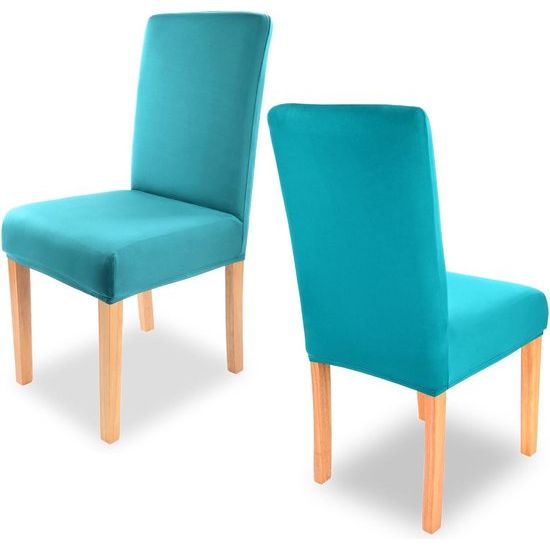 stretch stoelhoezen, ronde en hoekige stoelleuningen, bi-elastische pasvorm met zegel van (turquoise)