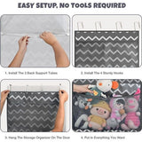 Opslag voor knuffeldieren, boven de deur-organizer voor knuffeldieren, babyaccessoires en vochtige doekjes, ademende hangorganizer met 4 grote vakken voor kinderkamer, slaapkamer, grijs