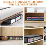 Opbergdoos, 2 stuks, opvouwbare onderbedcommode met kijkvenster en 4 handgrepen, 60 x 45 x 15 cm, kledingopslag voor kleding, dekens, dekbedden