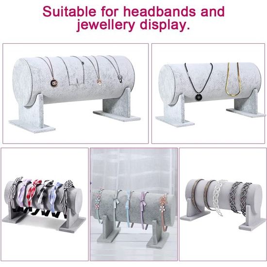 Haarbanden, standaard, sieraden, T-bar, fluwelen haarbandhouder, afneembare sieradenhouder, display, grijze haarband, organizer, sieradenstandaard, hoofdband, houder voor haarbanden, haaraccessoires