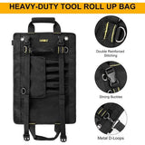 Roltas, gereedschap, moersleutel, lege gereedschapstas, met 11 vakken, multifunctionele roltas, gereedschapstas, klein, ideaal voor loodgieters, ambachtslieden en elektriciens