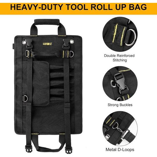 Roltas, gereedschap, moersleutel, lege gereedschapstas, met 11 vakken, multifunctionele roltas, gereedschapstas, klein, ideaal voor loodgieters, ambachtslieden en elektriciens