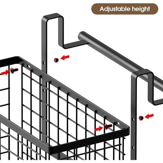 Kastmand om op te hangen met handdoekhouder, set van 2 keukenopbergen, keukenorganizer, kastmand ophangmand