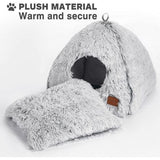 Kattenbed, wasbaar, kattenslaapplaats voor katten, kattenmand, pluche, huisdier, kattenhuis, kattenkussen, pluizig kitten, puppybed, huisdierbed, grijs