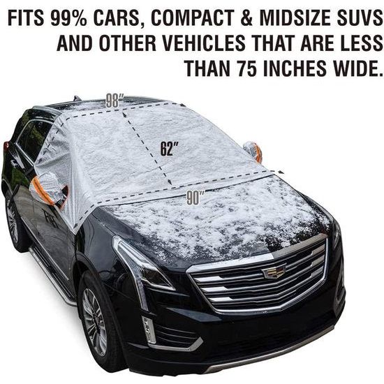 Autovoorruit Sneeuwkap, Waterdichte voorruitafdekking tegen sneeuw IJS Vorst Zon Extra groot formaat met spiegelkappen, past op de meeste voertuigen