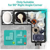 Doucheplank, zonder boren, roestvrij, zelfklevend, badkamerorganizer, hoek, doucheplank met 4 haken en zeephouder, duurzame shampoohouder voor douche van roestvrij staal, 2 stuks