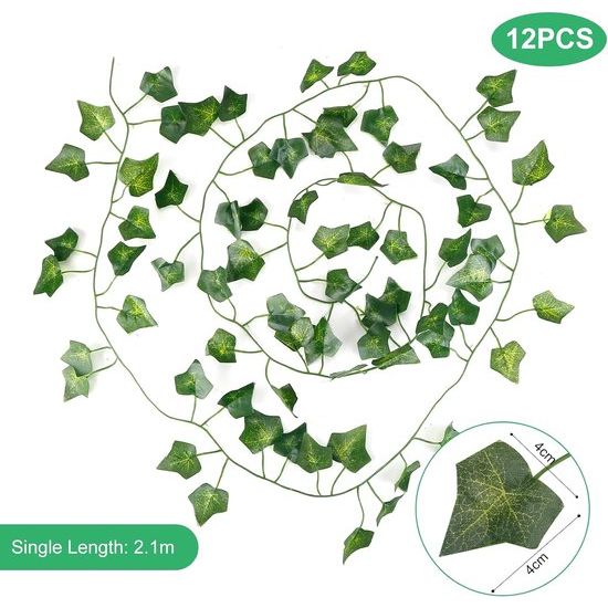 12 stuks kunstklimop, hangende slinger, kunstklimopslinger, 20 meter, voor bruiloft, feest, keuken, tuin, wanddecoratie