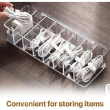 Kabelopbergdoos, 2 stuks kabelorganizerbox met deksel, 8 vakken, transparante oplaadkabelorganizer met 20 kabelbinders, kabelorganizerbox voor bureau opslag
