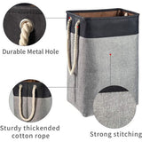 Wasmand 78L, opvouwbare wasmand met touwhandgrepen opbergcontainer geschikt voor slaapkamer wasruimte badkamer 60 x 42 x 31 cm zwart + grijs