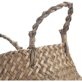 Zeegrasmand, bloempot, natuurmand, geweven wasmand met handvat voor planten, speelgoed, opslag (zwart)