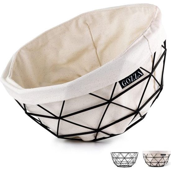 [2-in-1] fruitmand broodmand – met canvas inleg van 100% katoen – inzet is extreem robuust door weeftechniek – modern en tijdloos design