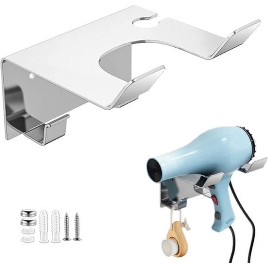 föhnhouder, föhnhouder zonder boren, haardrogerhouder, matte afwerking, wandbevestiging voor hotel, badkamer, woonkamer, barbershop