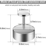 Burgerpers, 304 roestvrij stalen hamburgerpers, 14 cm verstelbare hamburgerpers, anti-aanbaklaag, hamburgerpers voor lekkere hamburgers, cheseburgers, BBQ