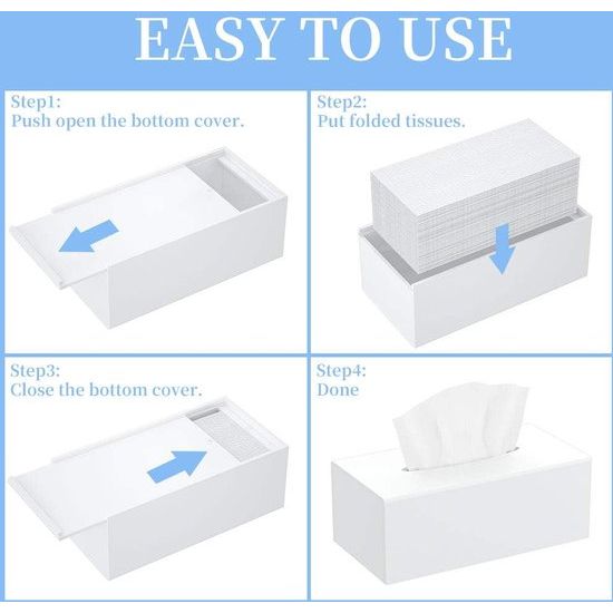 Cosmetische doekdoos, 25,0 x 13,0 x 9,0 cm, acryl, tissuedoos met magnetische afdekking voor eetkamer, badkamer, slaapkamer, auto, kantoor, wit