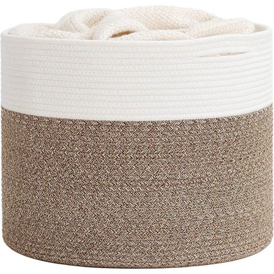 Wasmand, katoenen touw, opbergmand, gevlochten voorblad, kussen, speelgoed in de kinderkamer, D40 x H35 cm