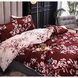 Beddengoed, bloemen, 200 x 220 cm, roze, plantpatroon, rood, wit, omkeerbaar, microvezel, 1 dekbedovertrek en 2 kussenslopen 80 x 80 cm, met ritssluiting