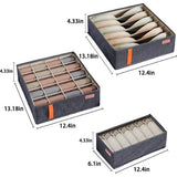 Opvouwbare ondergoedorganizer voor lade, 3-delige set, 6 vakken, 7 vakken, 20 vakken, handig voor het opbergen van sokken (6 + 7 + 20)