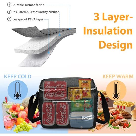 Lunchtas geïsoleerd voor mannen, 7,8 liter, koeltas, picknicktas met verstelbare schouderriem, thermotas, lekvrij, opvouwbaar, voor werk, fitness, onderweg, school