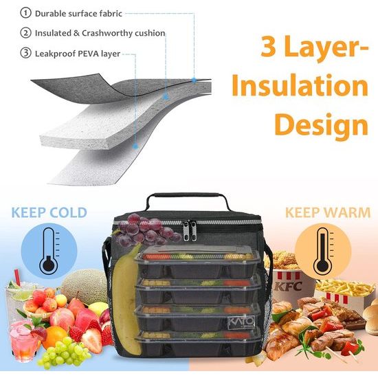 Geïsoleerde lunchtas voor heren, lunchtas van 7,8 l, koeltas, picknicktas met verstelbare schouderband, thermische tas, lekvrij, opvouwbaar voor werk, fitness, onderweg naar school