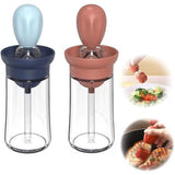 2 stuks oliefles met kwast siliconen, 2-in-1 oliefles siliconen kwast, olijfolie fles met kwast, oliedispenser met kwast voor keuken, bakken, koken, gebakkwast (180 ml / 6,3 oz)