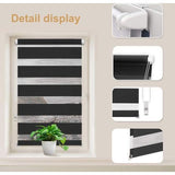 Dubbel rolgordijn, duo-rolgordijn, klembevestiging zonder boren, voor ramen, lichtdoorlatend en verduisterend, zwart, 45 x 150cm