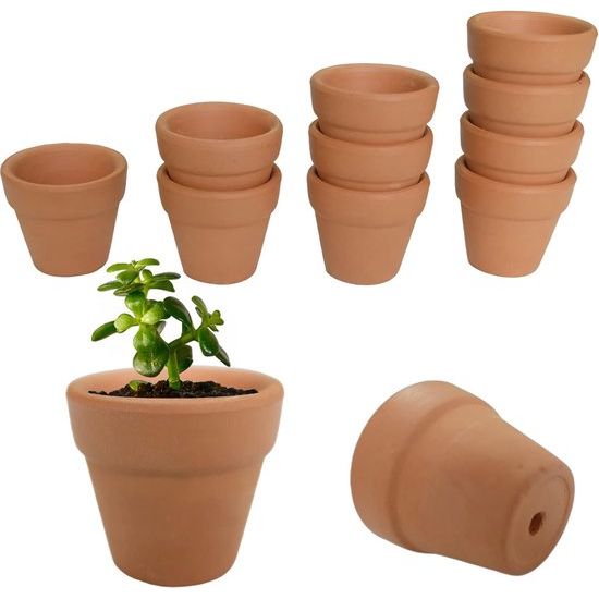 12 stuks terracotta vetplantenpotten, kleipotten, herbruikbare terracotta bloempotten, voor binnen en buiten, planten, handwerk, bruiloft (3 x 3 cm)