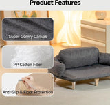 Kattenbank met stabiele houten poten, kattenstoelbed, pluche kattenbed, warme en zachte kattenbank voor kleine honden en katten, belastbaar tot 15 kg, donkergrijs