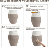 wasmand grote opbergmand van gevlochten katoenen touw voor vuile kleren in de wasruimte 65 cm hoog, wit en bruin