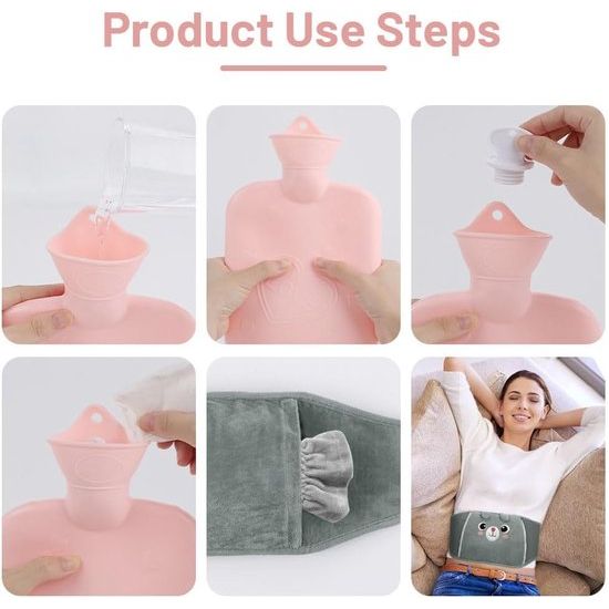 Heetwaterkruikriem, 1 liter warmwaterkruik met zachte taillehoes,