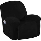 Fluwelen optische stretchhoes voor relaxstoel, fauteuilhoes, complete stoelbeschermer, elastische hoes voor televisiestoel, ligstoel (zwart)