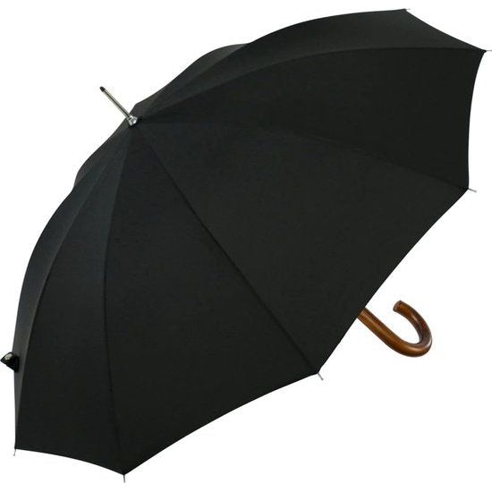 Men's Automatic Umbrella with Real Wood Round Hook Handle, black, Umbrella XXL automatic