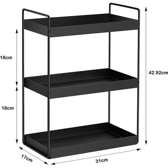3 Tier staande rekken keuken onderkast plank douche plank badkamer werkblad organizer Vanity Tray cosmetica & make-up opslag kruidenrek, zwart