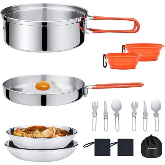 Camping kookgerei set roestvrij staal opvouwbare kookset potten set servies set outdoor kookpot voor backpacken picknick buiten