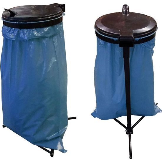 Vuilniszakstandaard, 120 liter, staal, standaard, vuilniszakhouder, vuilniszakhouder, afvalbak, gele zak Translation: Trash bag stand, 120 liters, steel, standard, trash bag holder, trash bag holder, waste bin, yellow bag